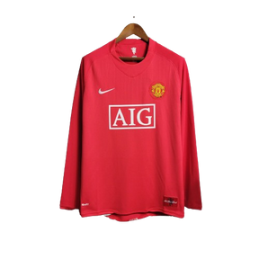 Camisa Retrô Manchester United Manga Longa Nike 2007/08 Masculino Vermelho