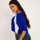 Blusa Cropped Brasil Feminina – Estilo Torcida Fashion (Verde e Azul)