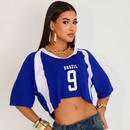Blusa Cropped Brasil Feminina – Estilo Torcida Fashion (Verde e Azul)