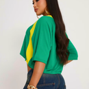 Blusa Cropped Brasil Feminina – Estilo Torcida Fashion (Verde e Azul)