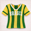 Blusa Brasil Feminina em Tricot – Camisa Estilo Torcida Premium (Verde e Azul)
