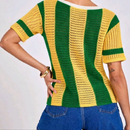 Blusa Brasil Feminina em Tricot – Camisa Estilo Torcida Premium (Verde e Azul)