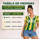 Blusa Brasil Feminina em Tricot – Camisa Estilo Torcida Premium (Verde e Azul)