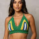 Top Crochê Brasil Feminino – Cropped Verão Ajustável Estilo Praia
