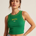 Cropped Regata Brasil Feminino – Top Canelado Premium Ajustado (Várias Cores)