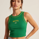 Cropped Regata Brasil Feminino – Top Canelado Premium Ajustado (Várias Cores)