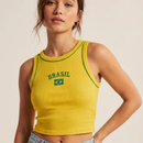 Cropped Regata Brasil Feminino – Top Canelado Premium Ajustado (Várias Cores)