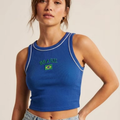 Cropped Regata Brasil Feminino – Top Canelado Premium Ajustado (Várias Cores)