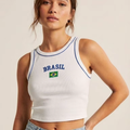 Cropped Regata Brasil Feminino – Top Canelado Premium Ajustado (Várias Cores)