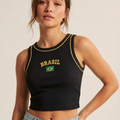 Cropped Regata Brasil Feminino – Top Canelado Premium Ajustado (Várias Cores)