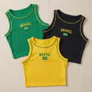 Cropped Regata Brasil Feminino – Top Canelado Premium Ajustado (Várias Cores)