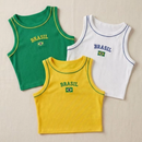 Cropped Regata Brasil Feminino – Top Canelado Premium Ajustado (Várias Cores)