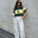 Cropped Brasil Feminino – Camisa Oversized Estilo Seleção Casual Premium