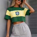 Cropped Brasil Feminino – Camisa Oversized Estilo Seleção Casual Premium