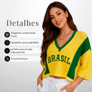 Blusa Tricot Brasil Feminina Premium – Cropped Estiloso Confortável