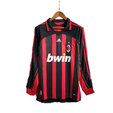 Camisa Retrô Milan I Home Adidas 2006/07 Masculino Manga Longa Vermelho e Preto