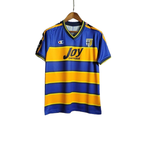 Camisa Retrô Parma Home Champion 2001/02 Masculino Azul e Amarelo