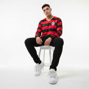 Camisa Retrô Flamengo I 2008/09 Nike Manga Longa Masculina - Vermelha e Preta