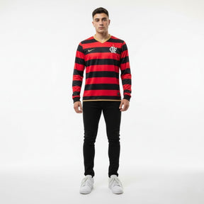 Camisa Retrô Flamengo I 2008/09 Nike Manga Longa Masculina - Vermelha e Preta