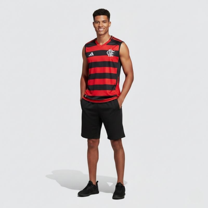 Camisa Regata Flamengo I 25 Adidas Masculina - Vermelho e preto
