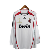 Camisa Retrô Milan II Away 2006/07 Manga Longa Masculino Branco