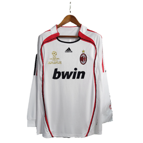 Camisa Retrô Milan II Away 2006/07 Manga Longa Masculino Branco