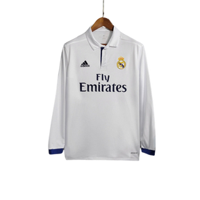 Camisa Retrô Real Madrid Manga Longa Adidas 2016/17 Masculino Branco