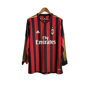 Camisa Retrô Milan I Adidas 2013/14 Manga Longa Vermelho e Preto